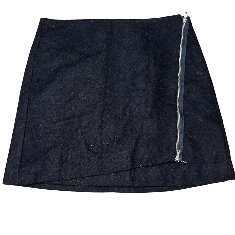 GAP Asymmetrical Zipper Wool Mini Skirt Black Womens Size 4 Moto Preppy Academia